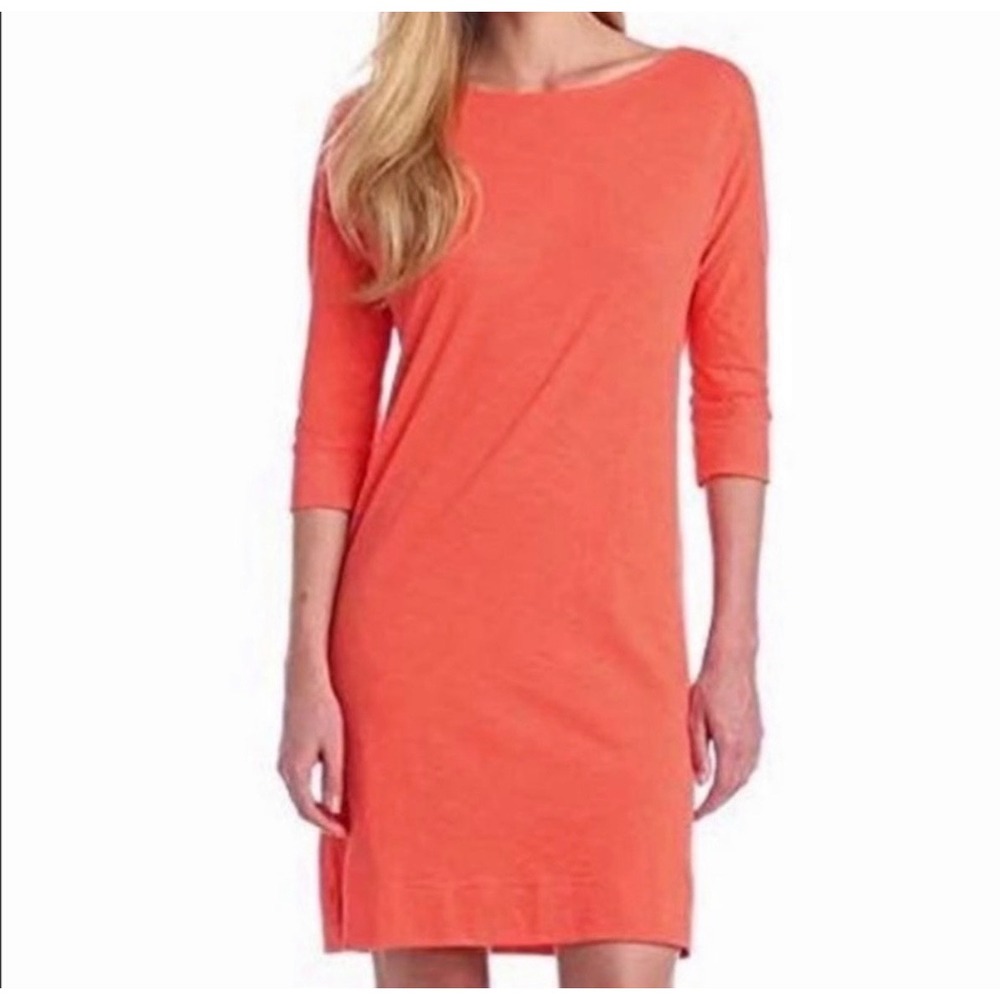 Lilly Pulitzer Coral Orange Pima Cotton 3/4 Sleeve T-Shirt Dress Size Medium - Picture 2 of 11